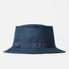 Shop Cableami® Pork Pie Hat In Navy Linen/Cotton Oxford Men Accessories.