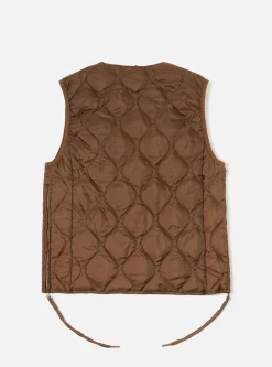 Shop Taion By F/Ce. Packable Down Vest In Brown Nylon Ripstop/Duck Down Men Waistcoats & Gilets.