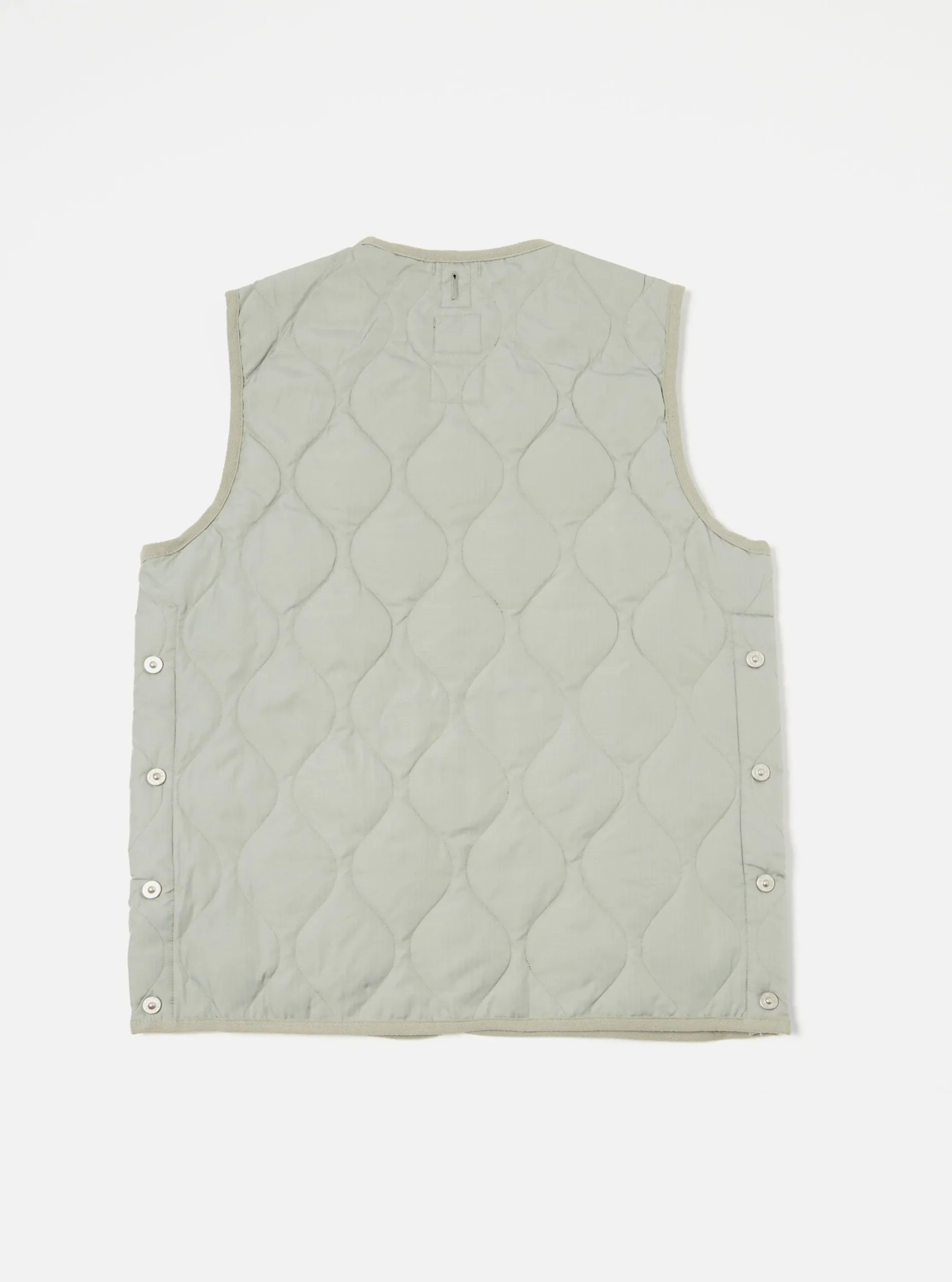 Clearance Taion Military Crew Neck Down Vest In Sage Green Ripstop Men Waistcoats & Gilets.