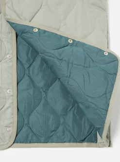 Clearance Taion Military Crew Neck Down Vest In Sage Green Ripstop Men Waistcoats & Gilets.