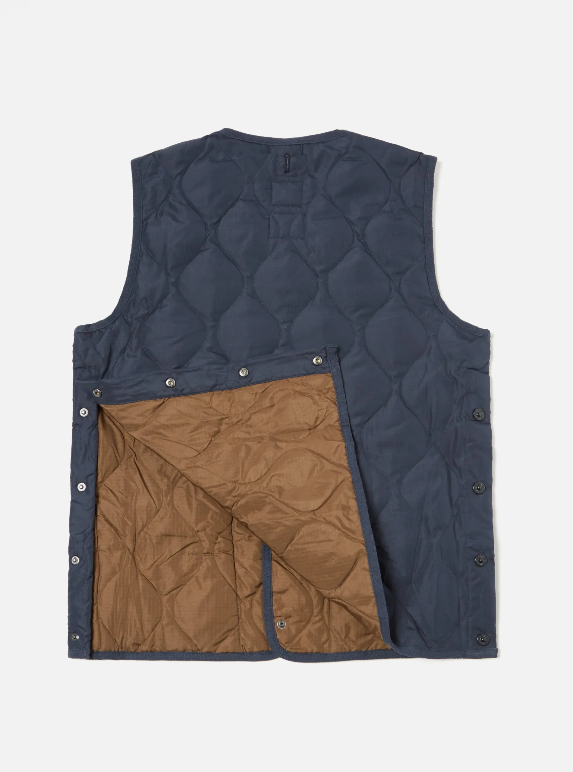 Fashion Taion Military Crew Neck Down Vest In Dark Navy Ripstop Men Waistcoats & Gilets.