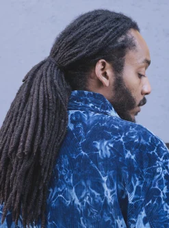 Store Bakers Jacket In Indigo Hand-Dyed Japanese Velvet Cord Men Jackets.