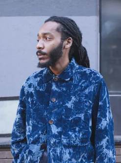 Store Bakers Jacket In Indigo Hand-Dyed Japanese Velvet Cord Men Jackets.