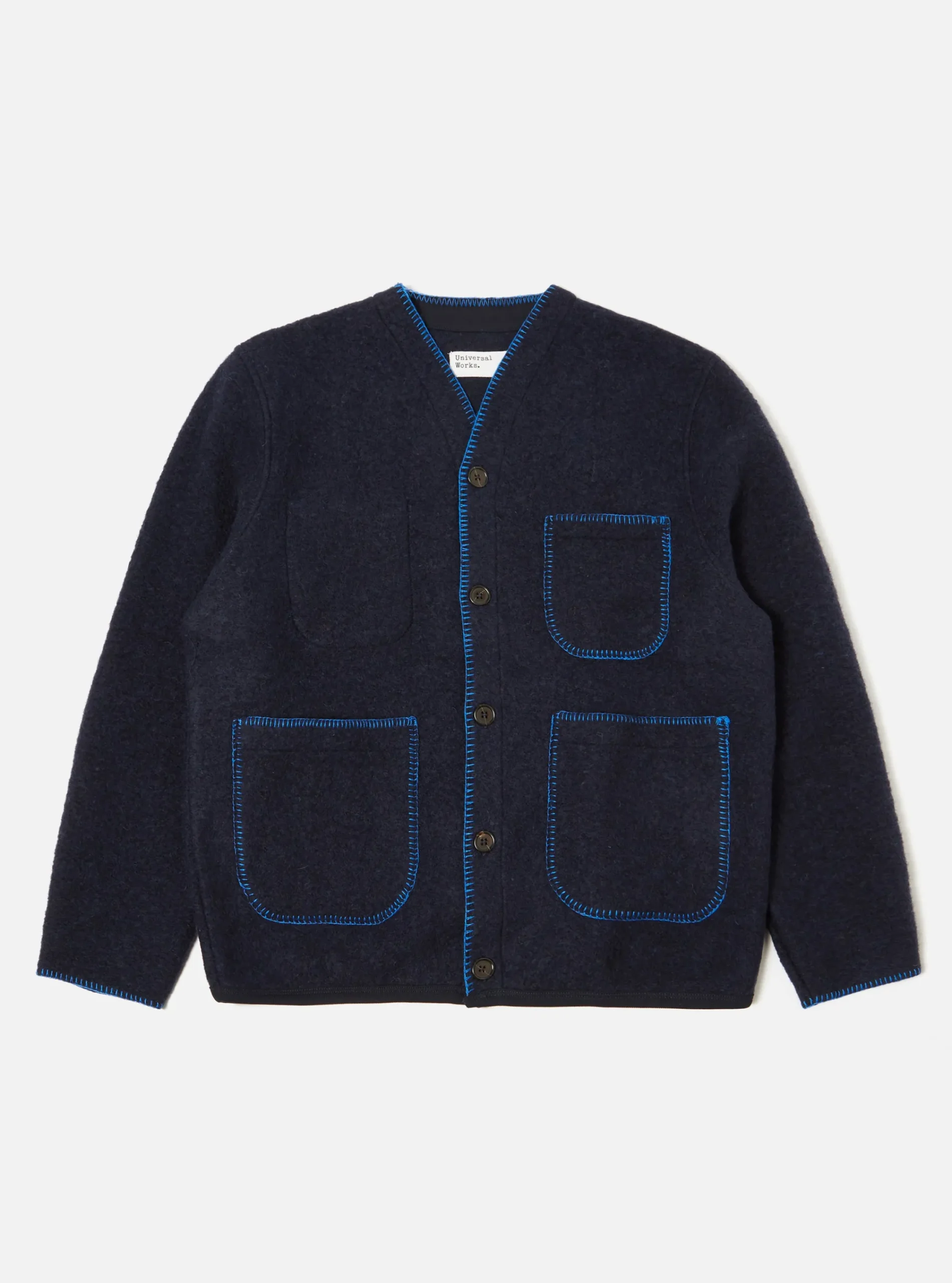 Cheap Blanket Cardigan In Navy Studio Wool Mix Men Fleece.