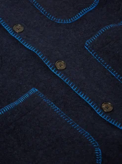Cheap Blanket Cardigan In Navy Studio Wool Mix Men Fleece.