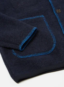 Cheap Blanket Cardigan In Navy Studio Wool Mix Men Fleece.