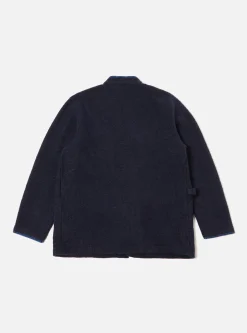 Best Blanket Kyoto Work Jacket In Navy Studio Wool Mix Men Fleece.
