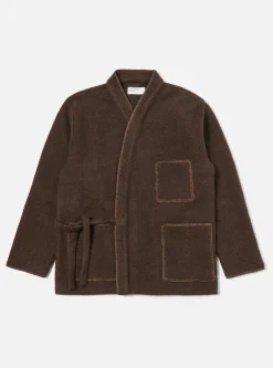 Best Blanket Kyoto Work Jacket In Brown Studio Wool Mix Men Fleece.