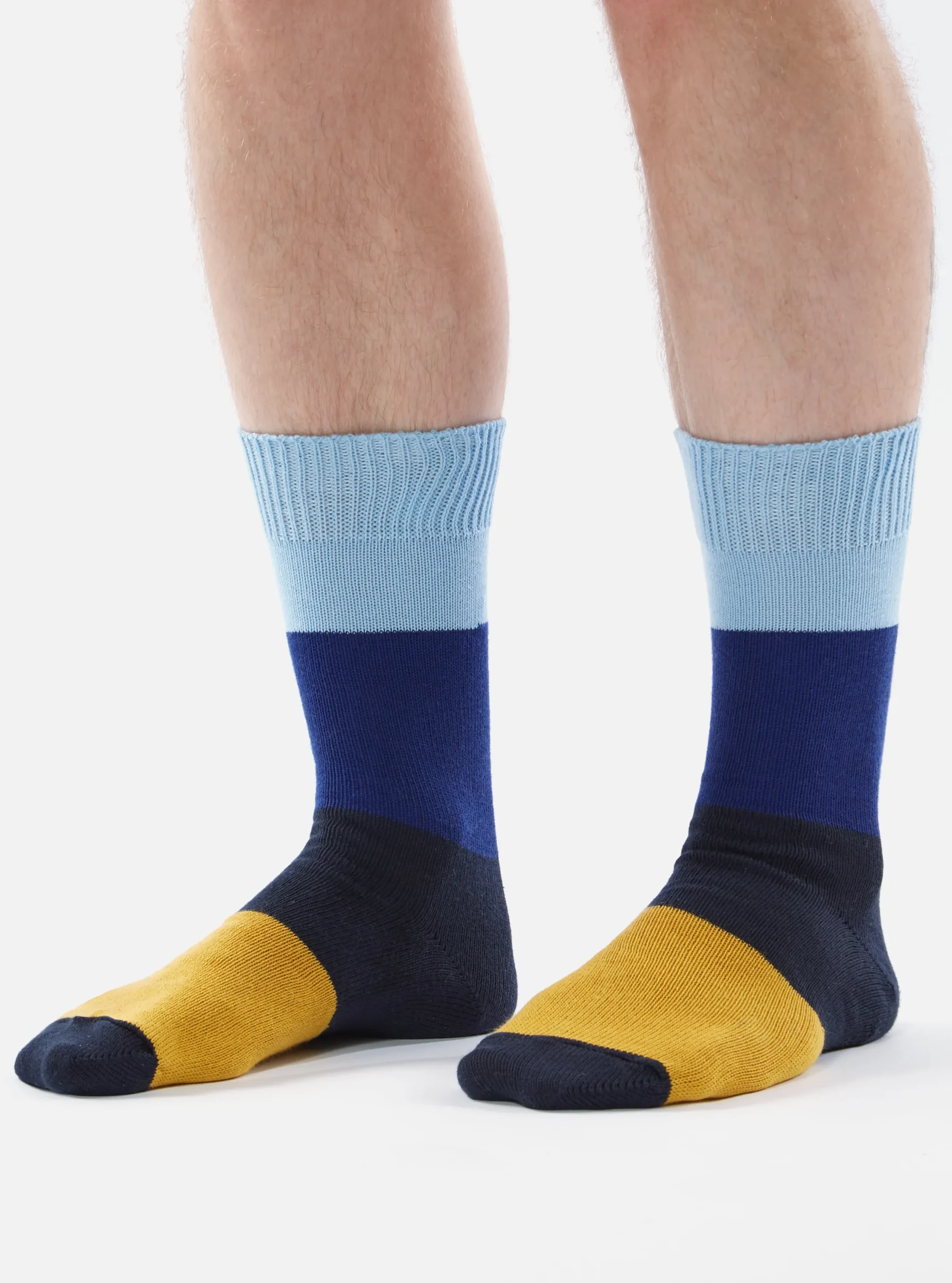 Best Sale Bold Stripe Sock In Sky/Indigo Cotton Men Underwear & Socks.