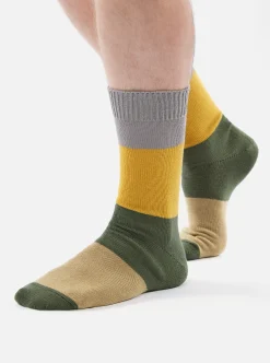 Cheap Bold Stripe Sock In Grey/Gold Cotton Men Underwear & Socks.