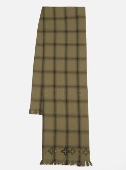 Clearance Border Scarf In Olive Shadow Check Men Accessories.