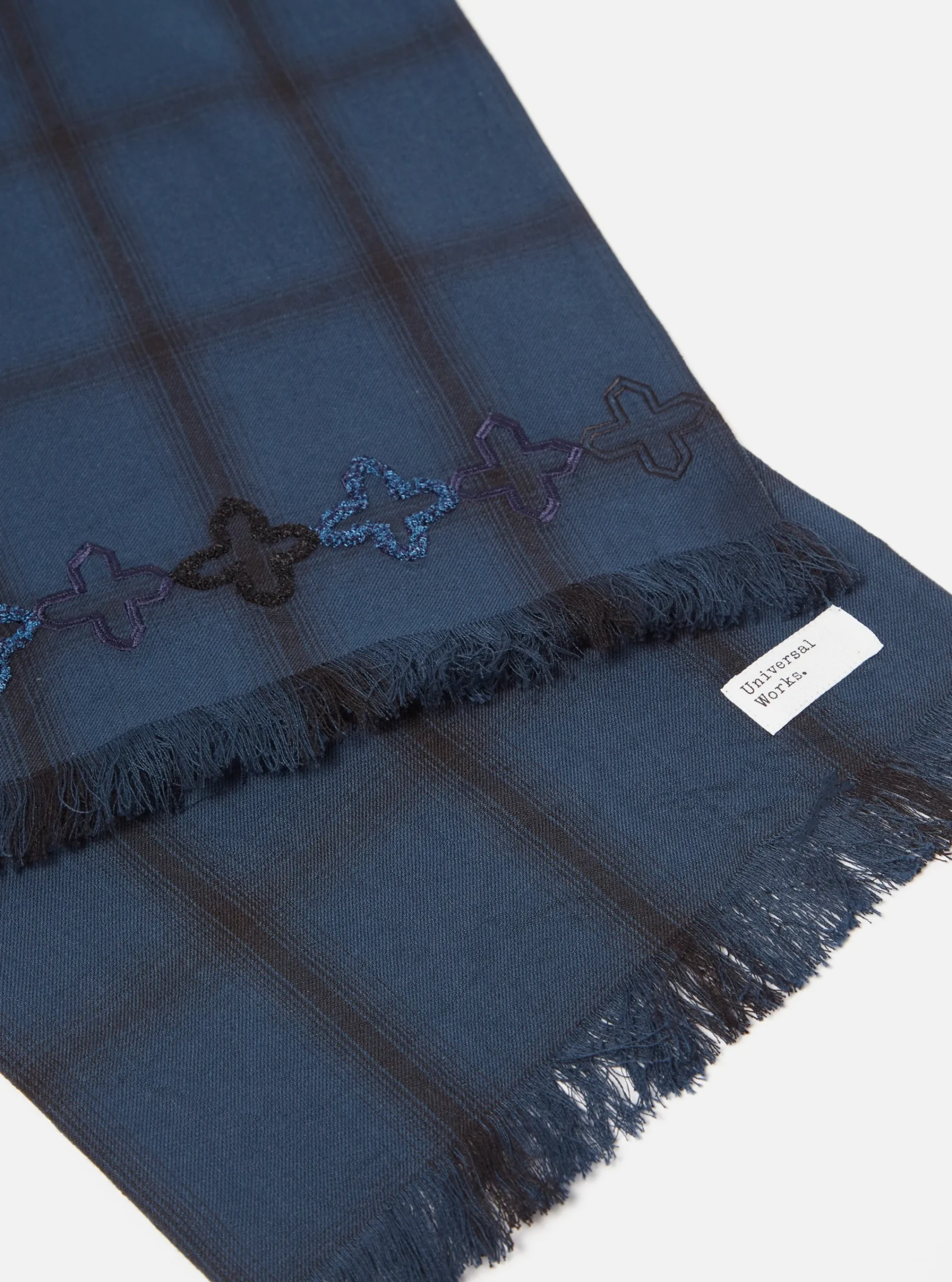 Hot Border Scarf In Navy Shadow Check Men Accessories.