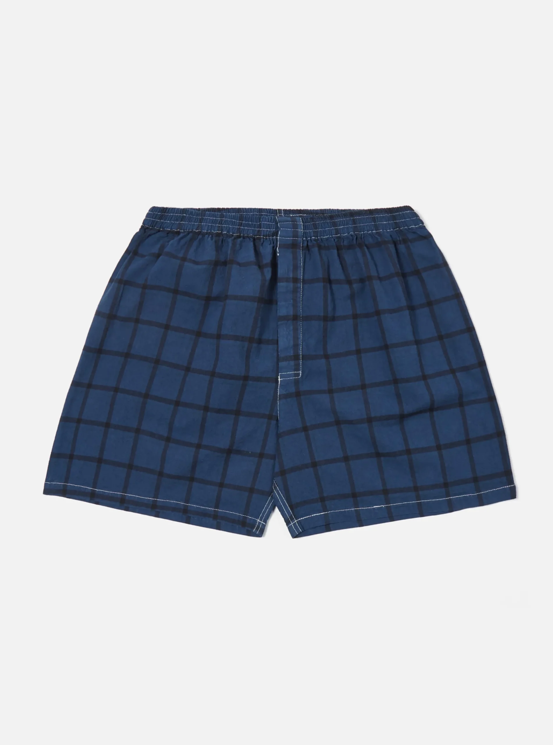 Fashion Boxer Short In Blue Check Men Nightwear.