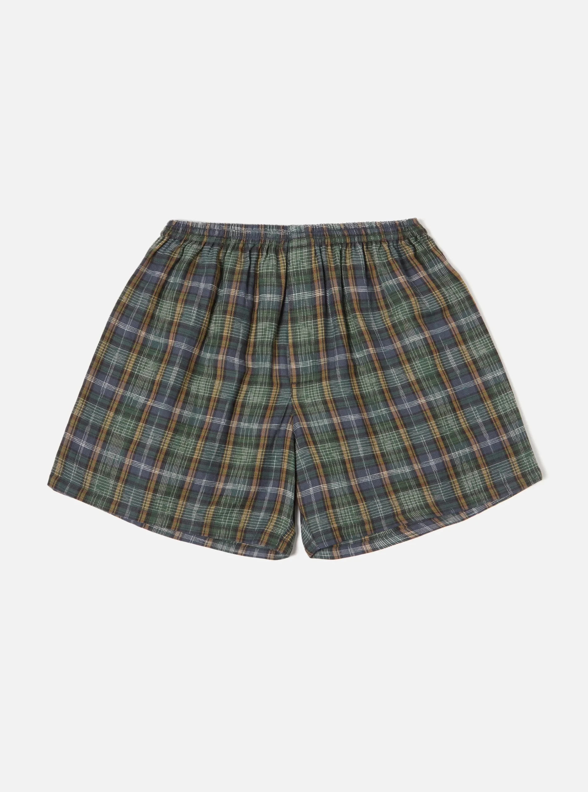 Fashion Boxer Short In Green Ikat Twill Check Men Underwear & Socks.