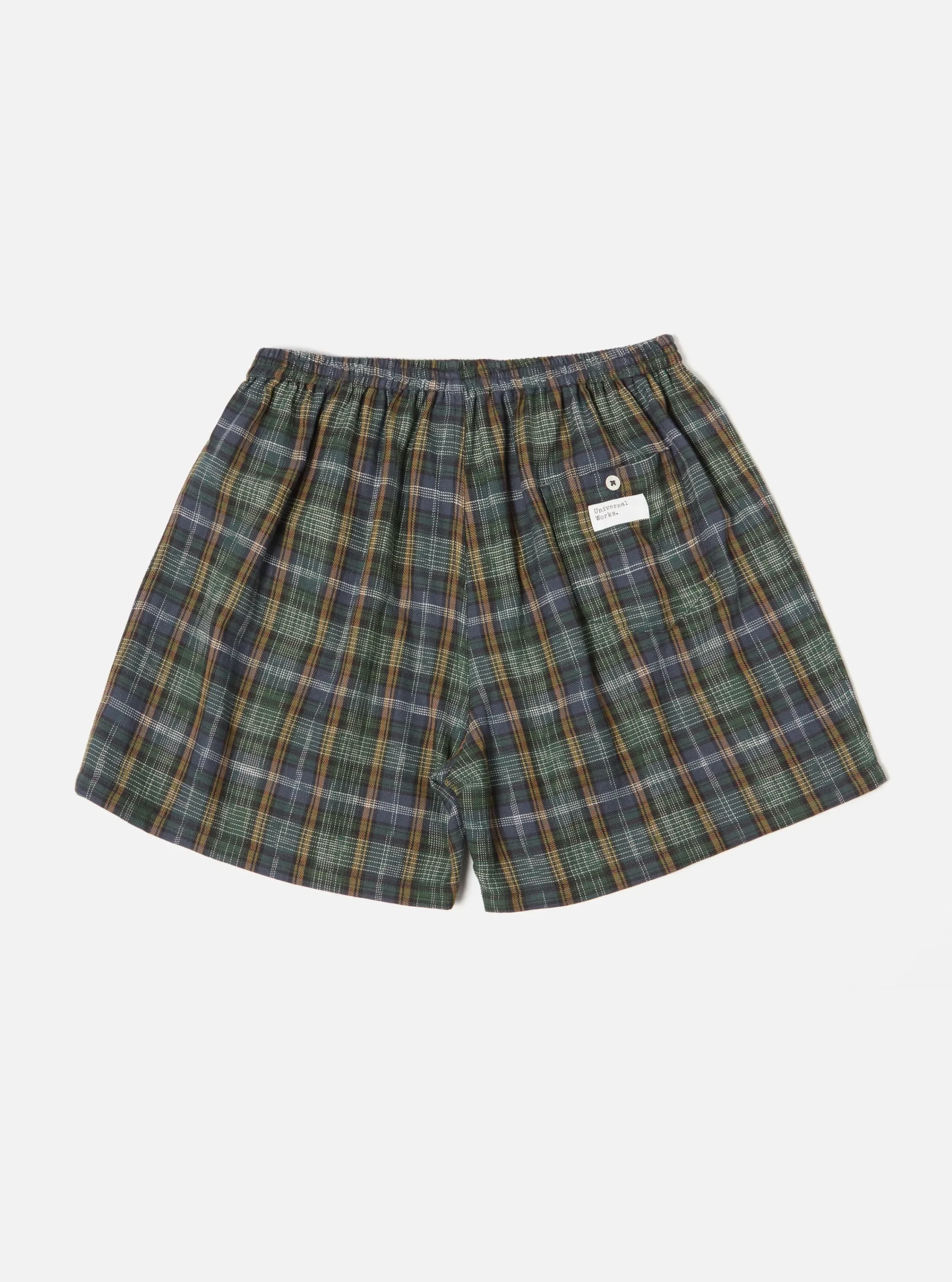 Fashion Boxer Short In Green Ikat Twill Check Men Underwear & Socks.