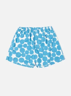Shop Boxer Short In Blue Dot Print Poplin Men Nightwear.