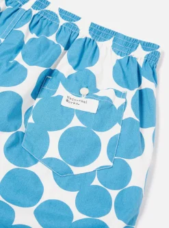 Shop Boxer Short In Blue Dot Print Poplin Men Nightwear.