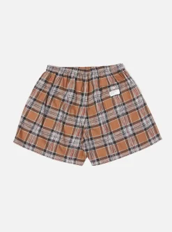 Sale Boxer Short In Brown Ikat Twill Check Men Nightwear.