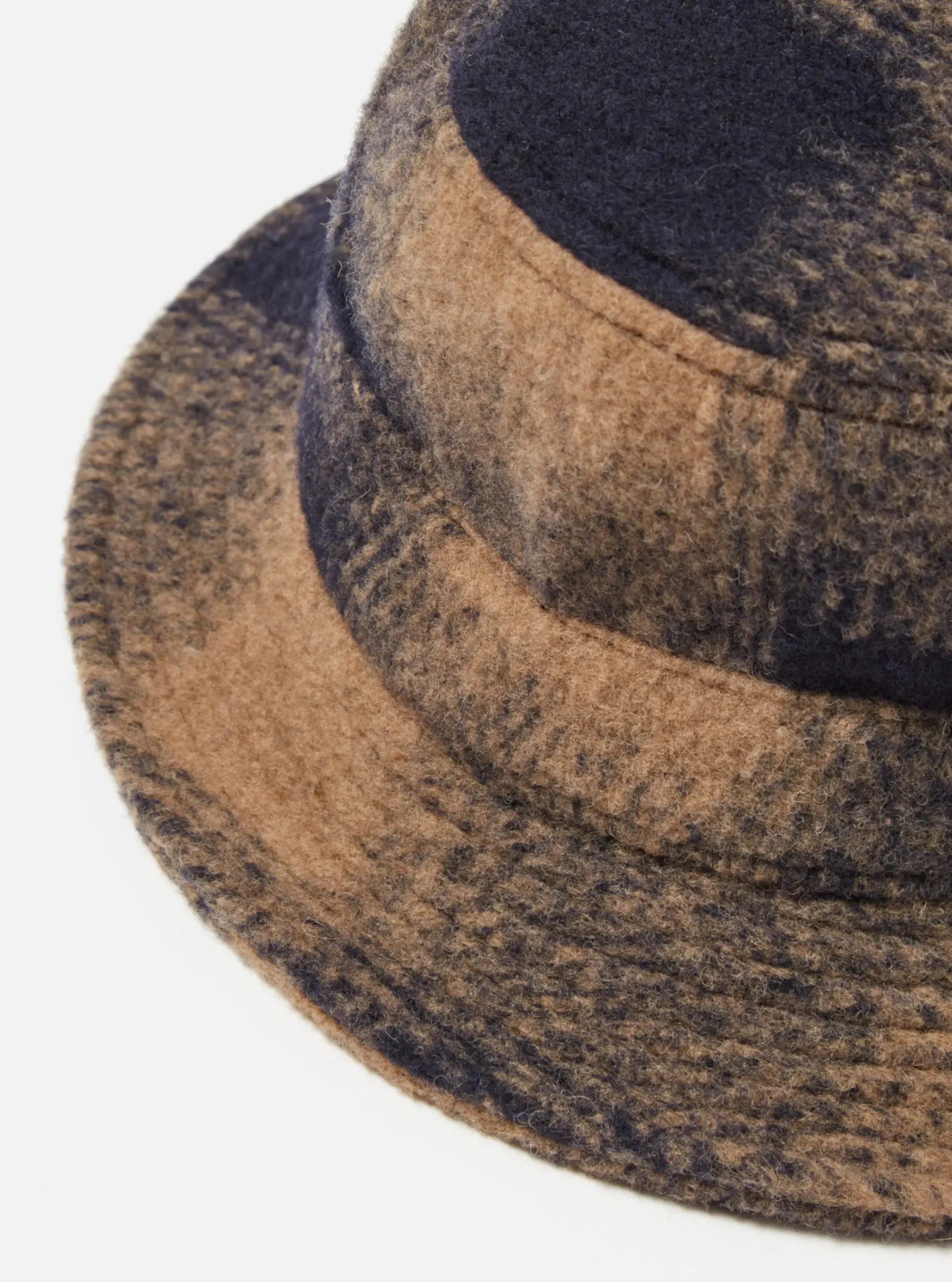 Shop Bucket Hat In Navy Mix Wool Fleece Men Accessories.