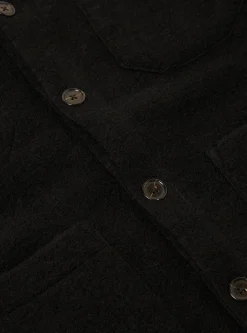 Hot Cardigan In Black Wool Fleece Men Fleece.