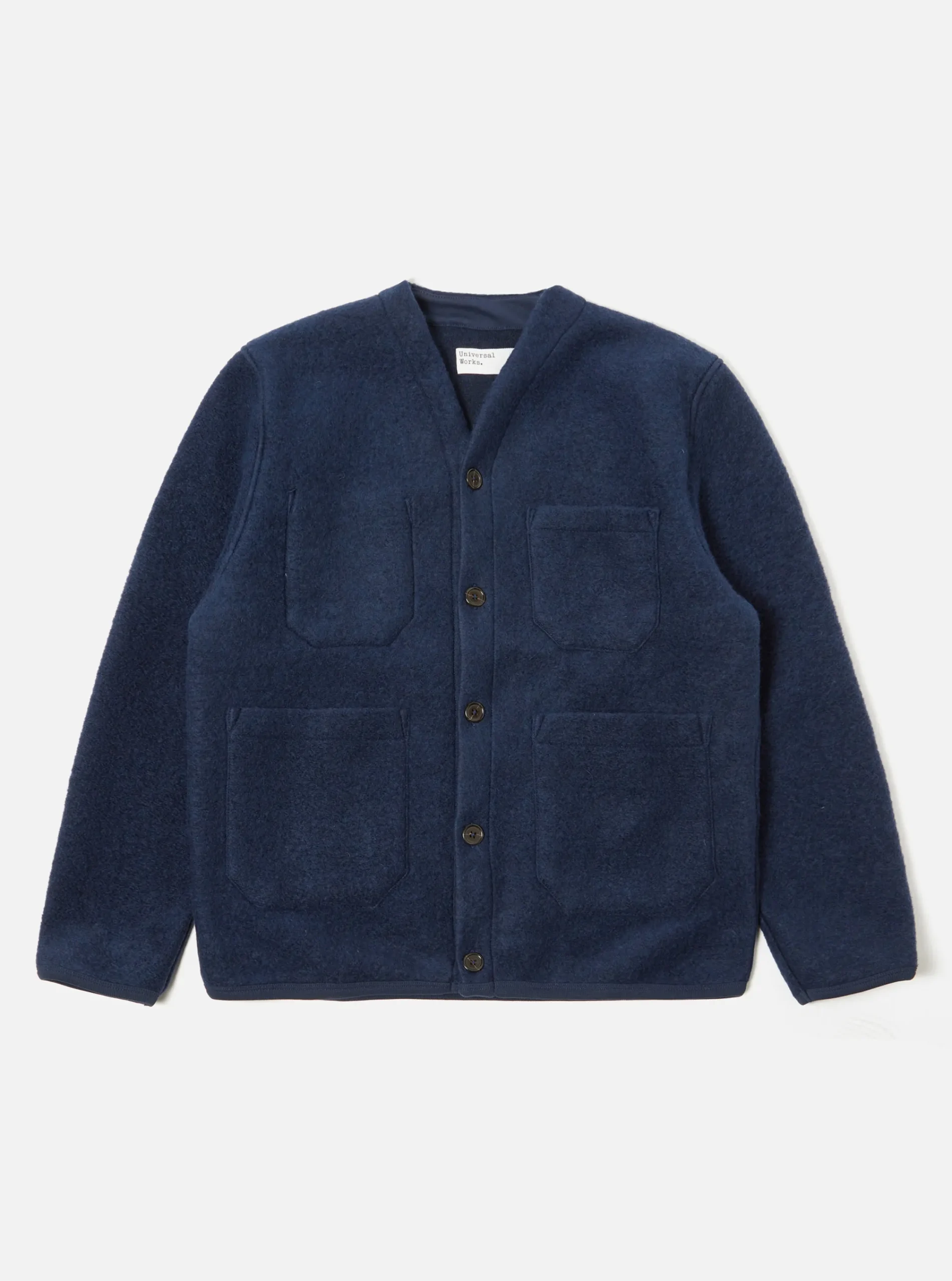 Hot Cardigan In Indigo Wool Fleece Men Fleece.