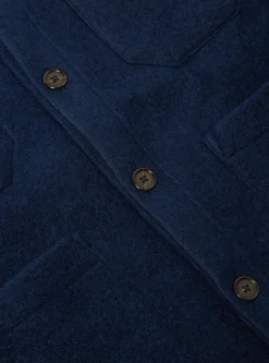 Hot Cardigan In Indigo Wool Fleece Men Fleece.