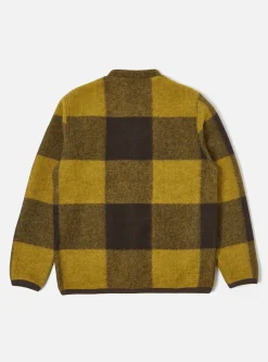 New Cardigan In Mustard/Brown Studio Check Fleece Men Fleece.