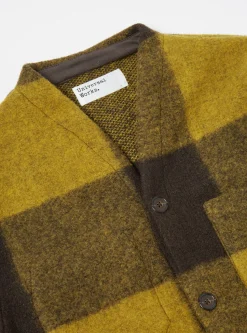 New Cardigan In Mustard/Brown Studio Check Fleece Men Fleece.