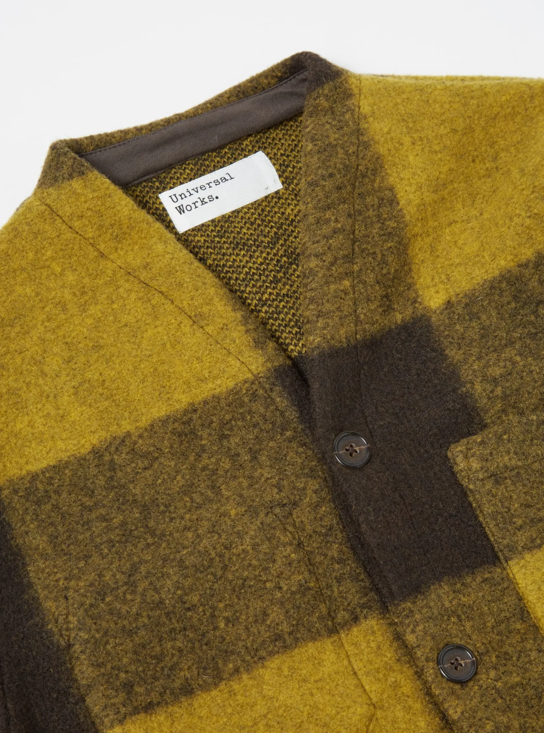 New Cardigan In Mustard/Brown Studio Check Fleece Men Fleece.