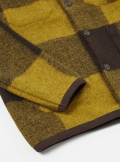 New Cardigan In Mustard/Brown Studio Check Fleece Men Fleece.