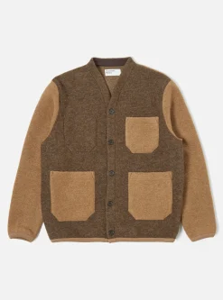 New Cardigan In Taupe/Brown Wool Fleece Men Fleece.