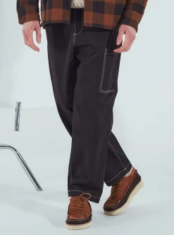Fashion Coverall Pant In Black Twill Men Trousers.