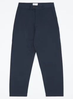 Hot Curved Pant In Navy Twill Men Suiting.