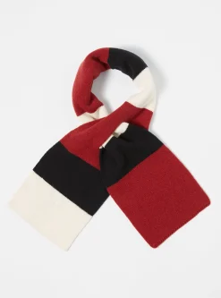 Online Deluxe Football Scarf In Black/Red/Ecru Soft Wool Men Accessories.