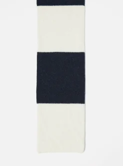 Store Deluxe Football Scarf In Navy/Ecru Soft Wool Men Accessories.
