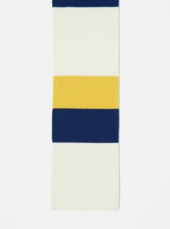 Best Deluxe Football Scarf In Ecru/Yellow/Blue Soft Wool Men Accessories.