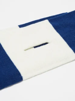 Hot Deluxe Football Scarf In Ecru/Blue Soft Wool Men Accessories.