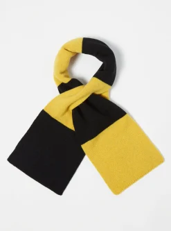 Discount Deluxe Football Scarf In Black/Yellow Soft Wool Men Accessories.