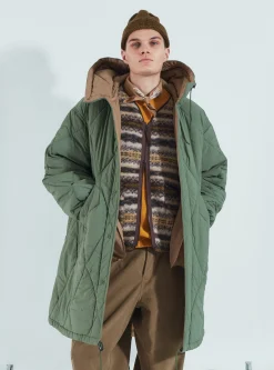 Clearance Diamond Quilt Parka In Green Recycled Nylon Men Coats & Outerwear.