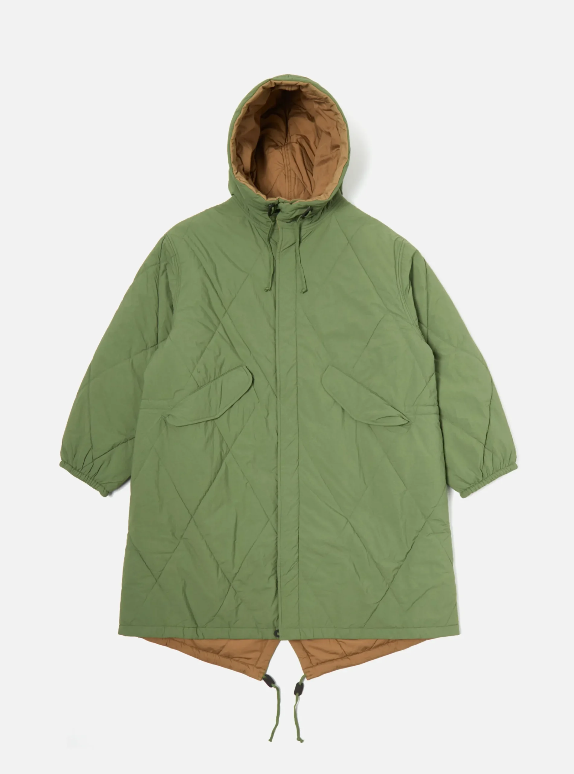 Clearance Diamond Quilt Parka In Green Recycled Nylon Men Coats & Outerwear.