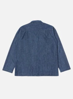 Clearance Dockside Overshirt In Indigo 6.5Oz Organic Denim Men Overshirts.