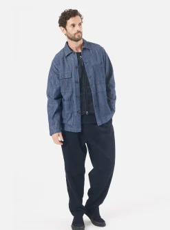 Clearance Dockside Overshirt In Indigo 6.5Oz Organic Denim Men Overshirts.