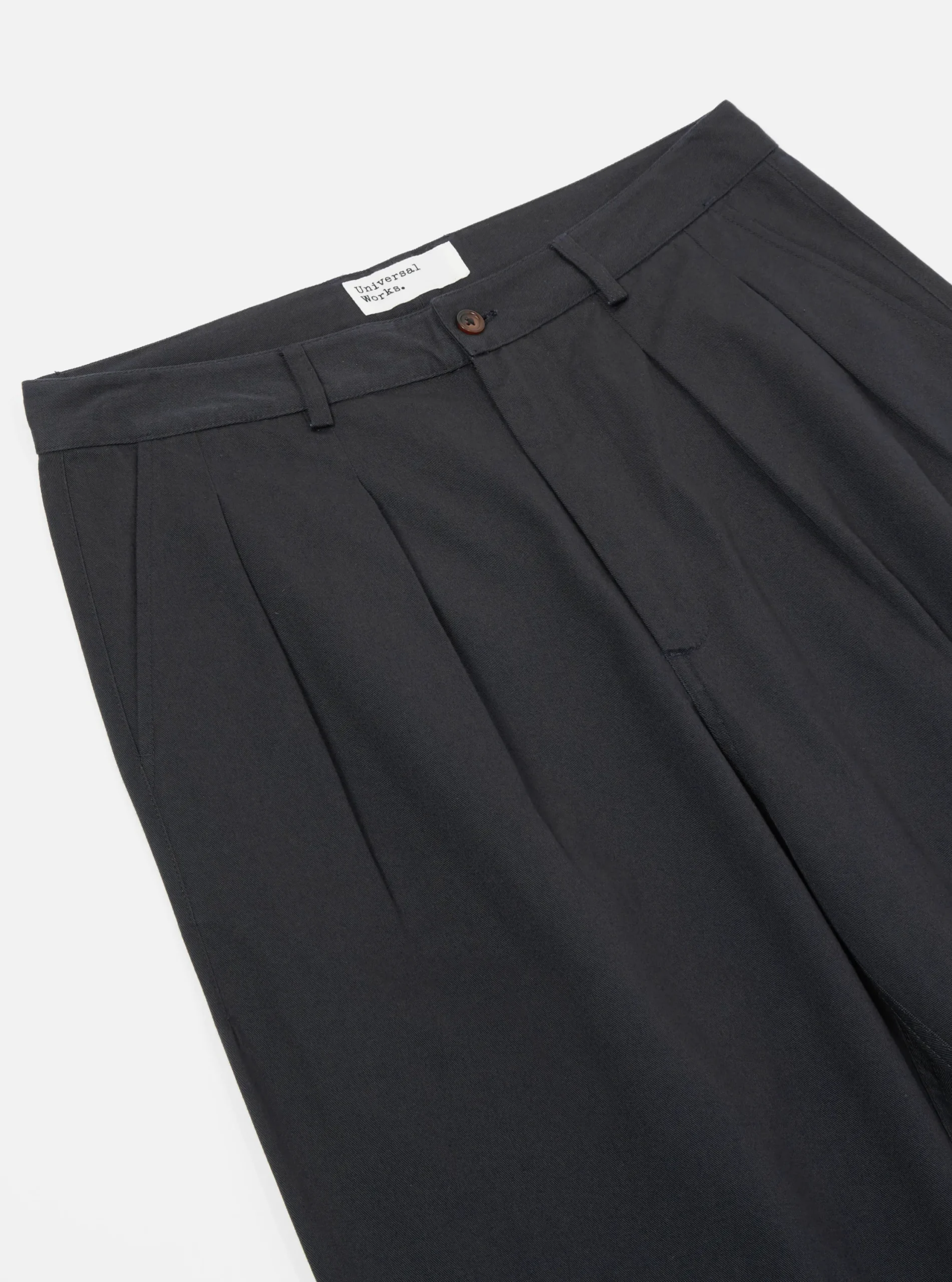 Cheap Double Pleat Pant In Black Twill Men Suiting.
