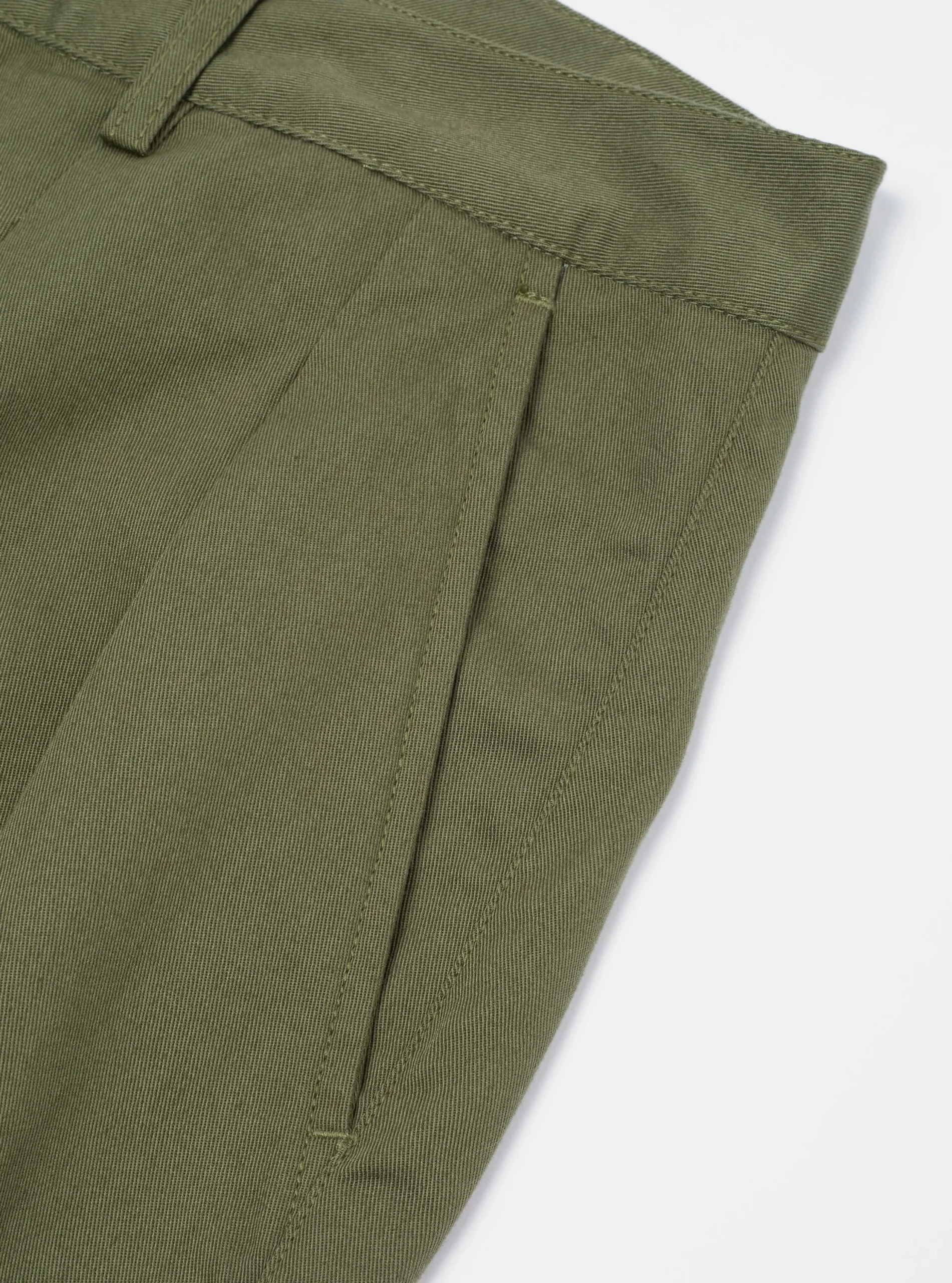 Shop Double Pleat Pant In Light Olive Twill Men Suiting.