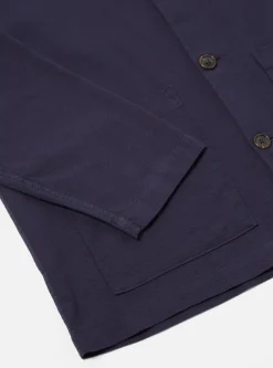 Fashion Easy Overshirt In Navy Barca Dobby Cotton Men Overshirts.