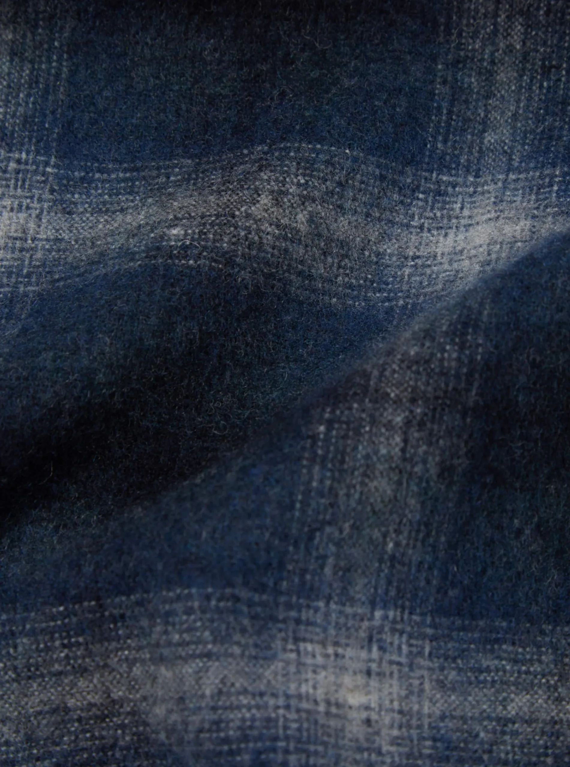 Fashion Easy Overshirt In Navy Check Recycled Wool Mix Flannel Men Overshirts.
