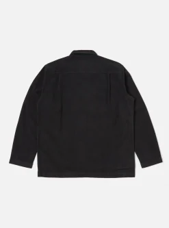 Hot Easy Overshirt In Black Lightweight Moleskin Men Overshirts.