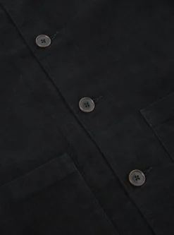 Hot Easy Overshirt In Black Lightweight Moleskin Men Overshirts.