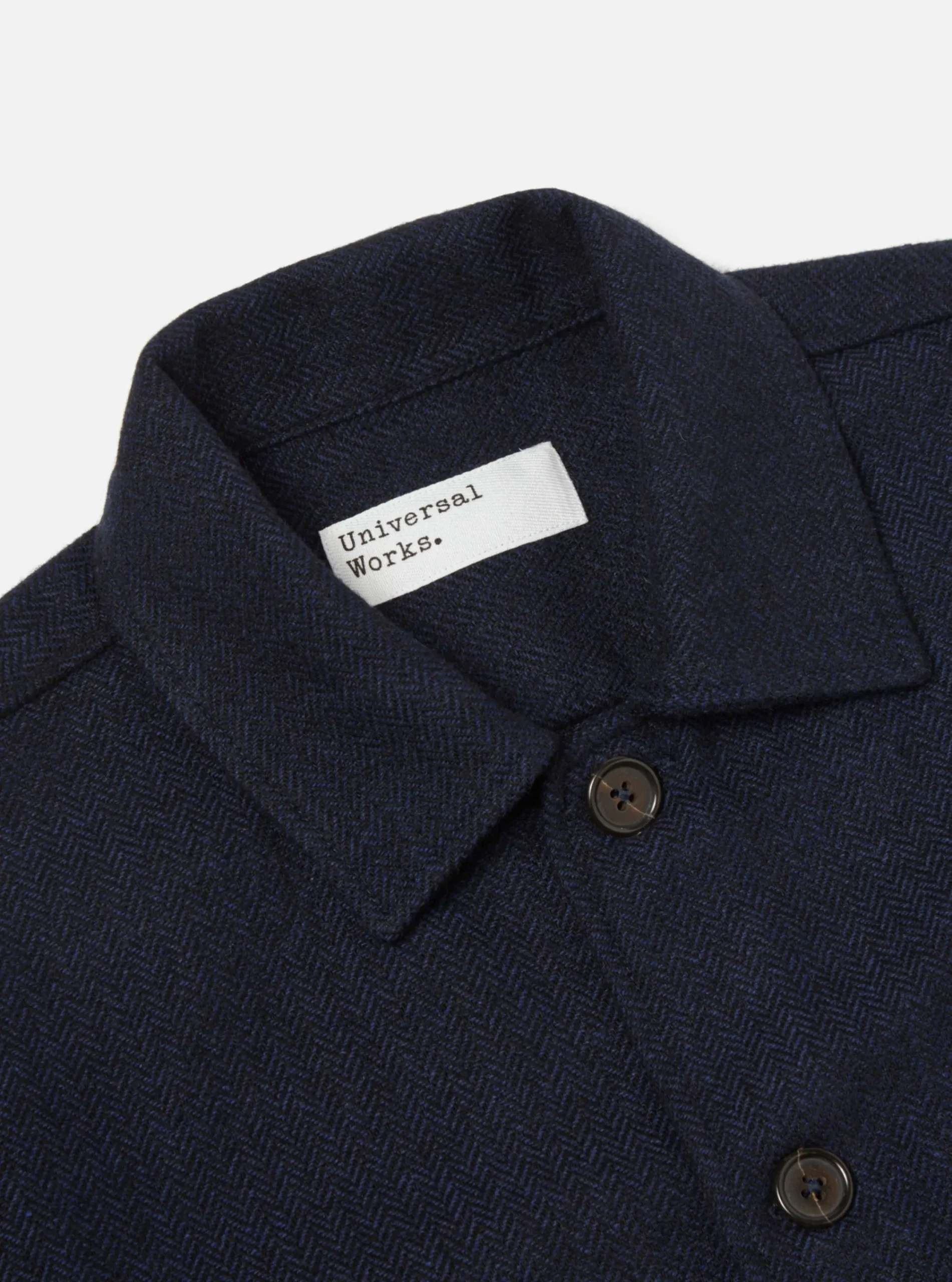 New Easy Overshirt In Navy Herringbone Recycled Wool Men Overshirts.