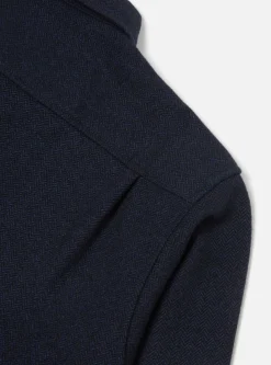 New Easy Overshirt In Navy Herringbone Recycled Wool Men Overshirts.